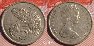 Новая Зеландия 5 центов 1967 года, KM# 34, 114d-009