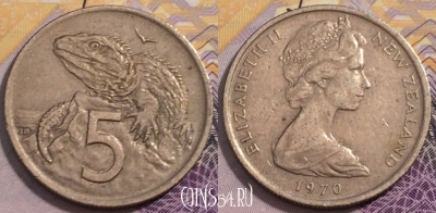 Новая Зеландия 5 центов 1970 года, KM# 34, 237-039