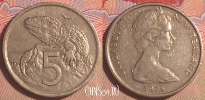 Новая Зеландия 5 центов 1975 года, KM# 34, 202a-139
