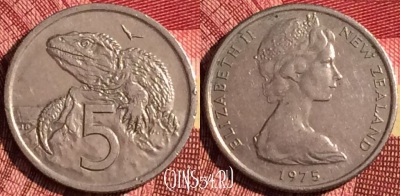 Новая Зеландия 5 центов 1975 года, KM# 34, 270i-019