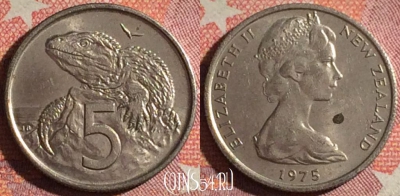 Новая Зеландия 5 центов 1975 года, KM# 34, 370-067