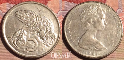 Новая Зеландия 5 центов 1981 года, KM# 34, 215a-066