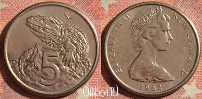 Новая Зеландия 5 центов 1982 года, KM# 34, 134i-025