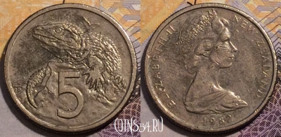 Новая Зеландия 5 центов 1982 года, KM# 34, 227-129