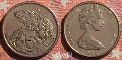 Новая Зеландия 5 центов 1982 года, KM# 34, 346-046