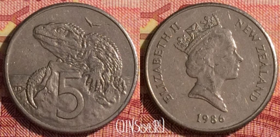 Новая Зеландия 5 центов 1986 года, KM# 60, 289i-007