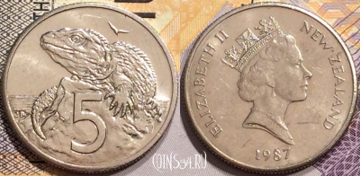 Новая Зеландия 5 центов 1987 года, KM# 60, 138-115