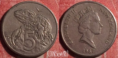 Новая Зеландия 5 центов 1987 года, KM# 60, 191j-091