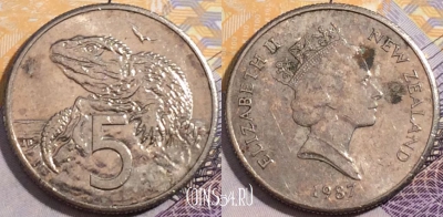 Новая Зеландия 5 центов 1987 года, KM# 60, 193-011