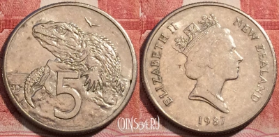 Новая Зеландия 5 центов 1987 года, KM# 60, 224-092