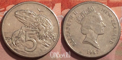 Новая Зеландия 5 центов 1987 года, KM# 60, 239a-003