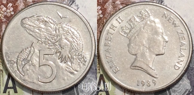 Новая Зеландия 5 центов 1989 года, KM 60, 118-091
