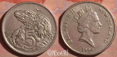 Новая Зеландия 5 центов 1994 года, KM# 60, 050i-021