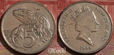 Новая Зеландия 5 центов 1994 года, KM# 60, 212-118