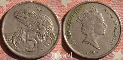 Новая Зеландия 5 центов 1995 года, KM# 60, 120i-062