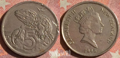 Новая Зеландия 5 центов 1995 года, KM# 60, 122i-012