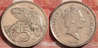 Новая Зеландия 5 центов 1995 года, KM# 60, 208-035
