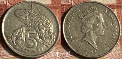 Новая Зеландия 5 центов 1997 года, KM# 60, 186t-102