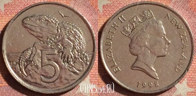 Новая Зеландия 5 центов 1998 года, KM# 60, 157i-036