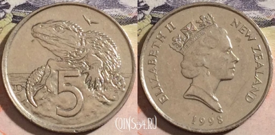 Новая Зеландия 5 центов 1998 года, KM# 60, a070-088