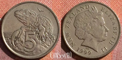 Новая Зеландия 5 центов 1999 года, KM# 116, 042h-185
