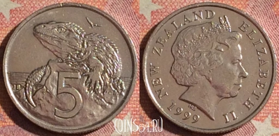 Новая Зеландия 5 центов 1999 года, KM# 116, 114i-059