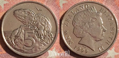 Новая Зеландия 5 центов 1999 года, KM# 116, 118i-015
