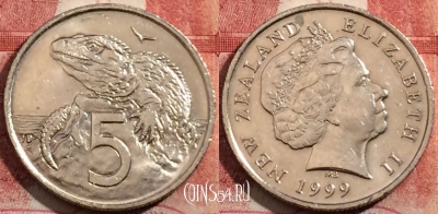 Новая Зеландия 5 центов 1999 года, KM# 116, 208-109