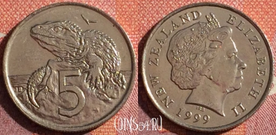 Новая Зеландия 5 центов 1999 года, KM# 116, 344-018