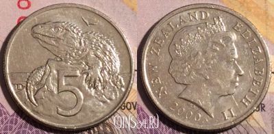 Новая Зеландия 5 центов 2000 года, KM# 116, 191a-081