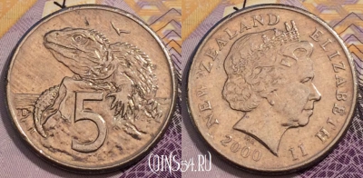 Новая Зеландия 5 центов 2000 года, KM# 116, 234-036