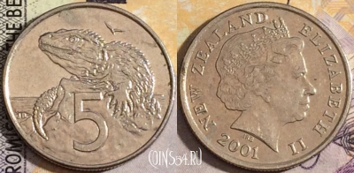 Новая Зеландия 5 центов 2001 года, KM# 116, 158-037