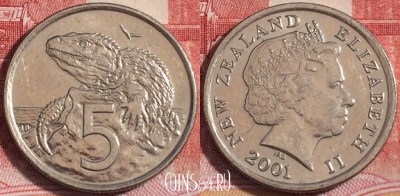 Новая Зеландия 5 центов 2001 года, KM# 116, 257-016