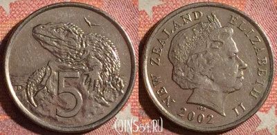 Новая Зеландия 5 центов 2002 года, KM# 116, 370-045