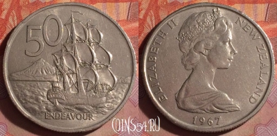 Новая Зеландия 50 центов 1967 года, KM# 37, 048i-162