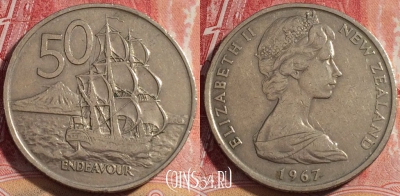 Новая Зеландия 50 центов 1967 года, KM# 37, 077c-131