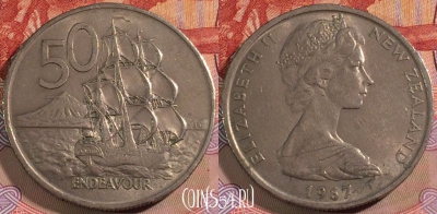 Новая Зеландия 50 центов 1967 года, KM# 37, 131b-033