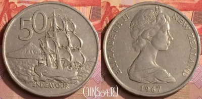 Новая Зеландия 50 центов 1967 года, KM# 37, 449-004