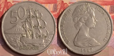 Новая Зеландия 50 центов 1967 года, KM# 37, 449-078