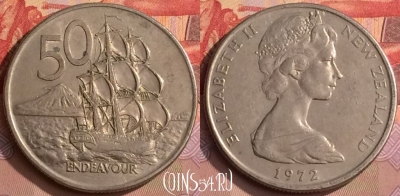Новая Зеландия 50 центов 1972 года, KM# 37, 449-067