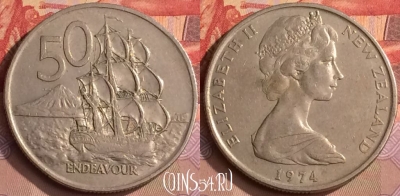 Новая Зеландия 50 центов 1974 года, KM# 37, 449-069