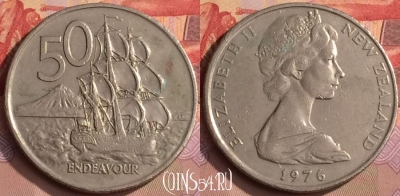 Новая Зеландия 50 центов 1976 года, KM# 37, 449-076