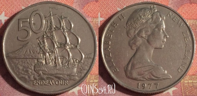 Новая Зеландия 50 центов 1977 года, KM# 37, 366-053