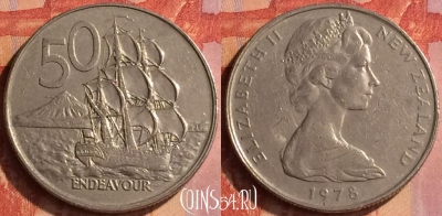 Новая Зеландия 50 центов 1978 года, KM# 37, 107o-018