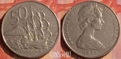 Новая Зеландия 50 центов 1978 года, KM# 37, 107o-062