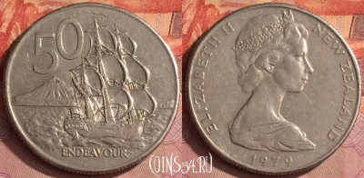 Новая Зеландия 50 центов 1979 года, KM# 37, 285o-057