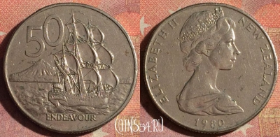 Новая Зеландия 50 центов 1980 года, KM# 37, 198i-120
