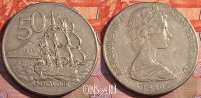 Новая Зеландия 50 центов 1980 года, KM# 37, 231a-065