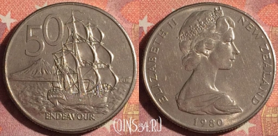 Новая Зеландия 50 центов 1980 года, KM# 37, 374-120