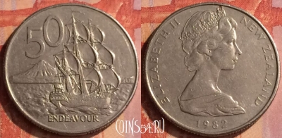 Новая Зеландия 50 центов 1982 года, KM# 37, 106o-051